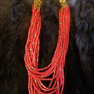 Red and gold statement necklace